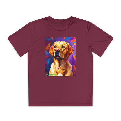 Pup Art Canvas - Kid's Sport Short Sleeve Tee (Yellow Lab)