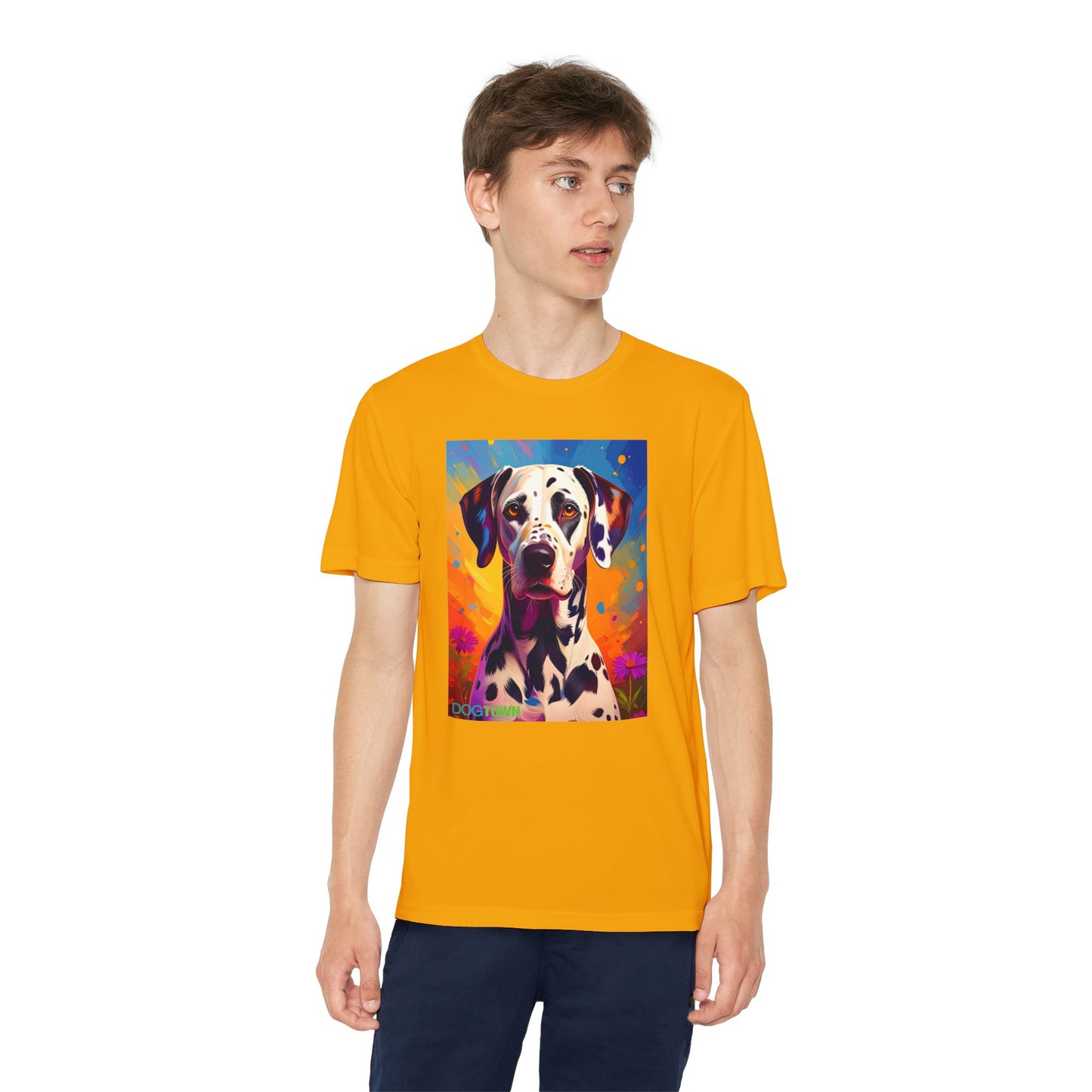 Pup Art Canvas - Kid's Sport Short Sleeve Tee (Dalmatian)