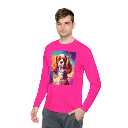 Pup Art Canvas Sport Long Sleeve Tee (Cavalier King Charles Spaniel)