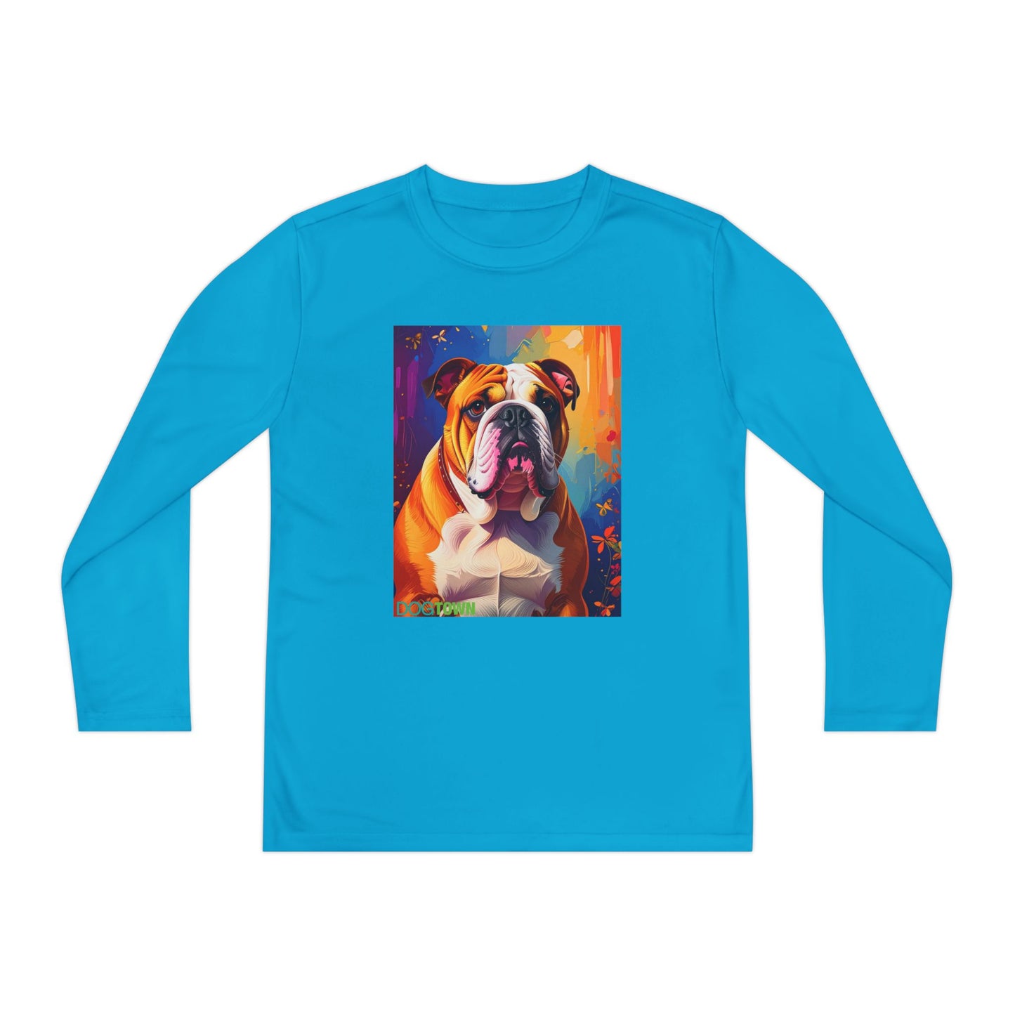 Pup Art Canvas - Kid's Sport Long Sleeve Tee (English Bulldog)