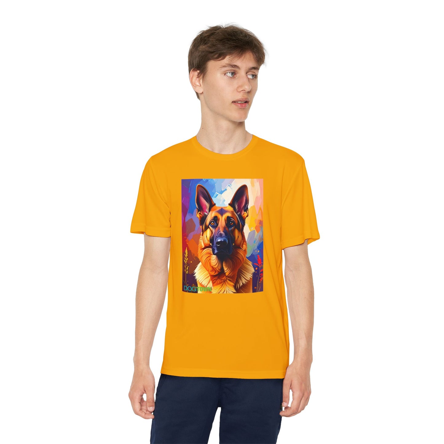 Pup Art Canvas - Kid's Sport Short Sleeve Tee (German Shepherd)