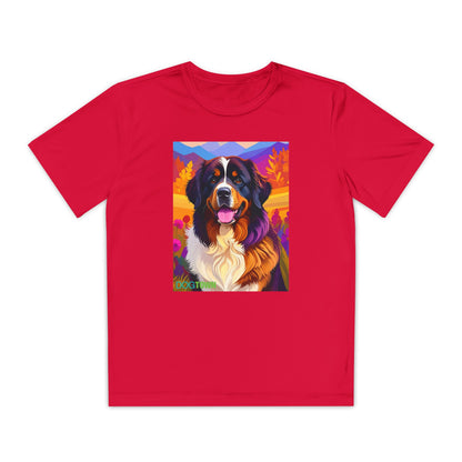 Pup Art Canvas - Kid's Sport Short Sleeve Tee (Bernese Mountain Dog)