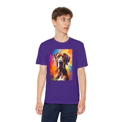 Pup Art Canvas - Kid's Sport Short Sleeve Tee (Great Dane)
