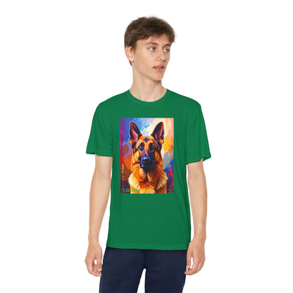 Pup Art Canvas - Kid's Sport Short Sleeve Tee (German Shepherd)