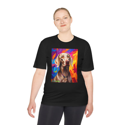 Pup Art Canvas Unisex Moisture Wicking Tee (Weimaraner)