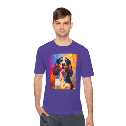 Pup Art Canvas Unisex Moisture Wicking Tee (English Springer Spaniel - 1)