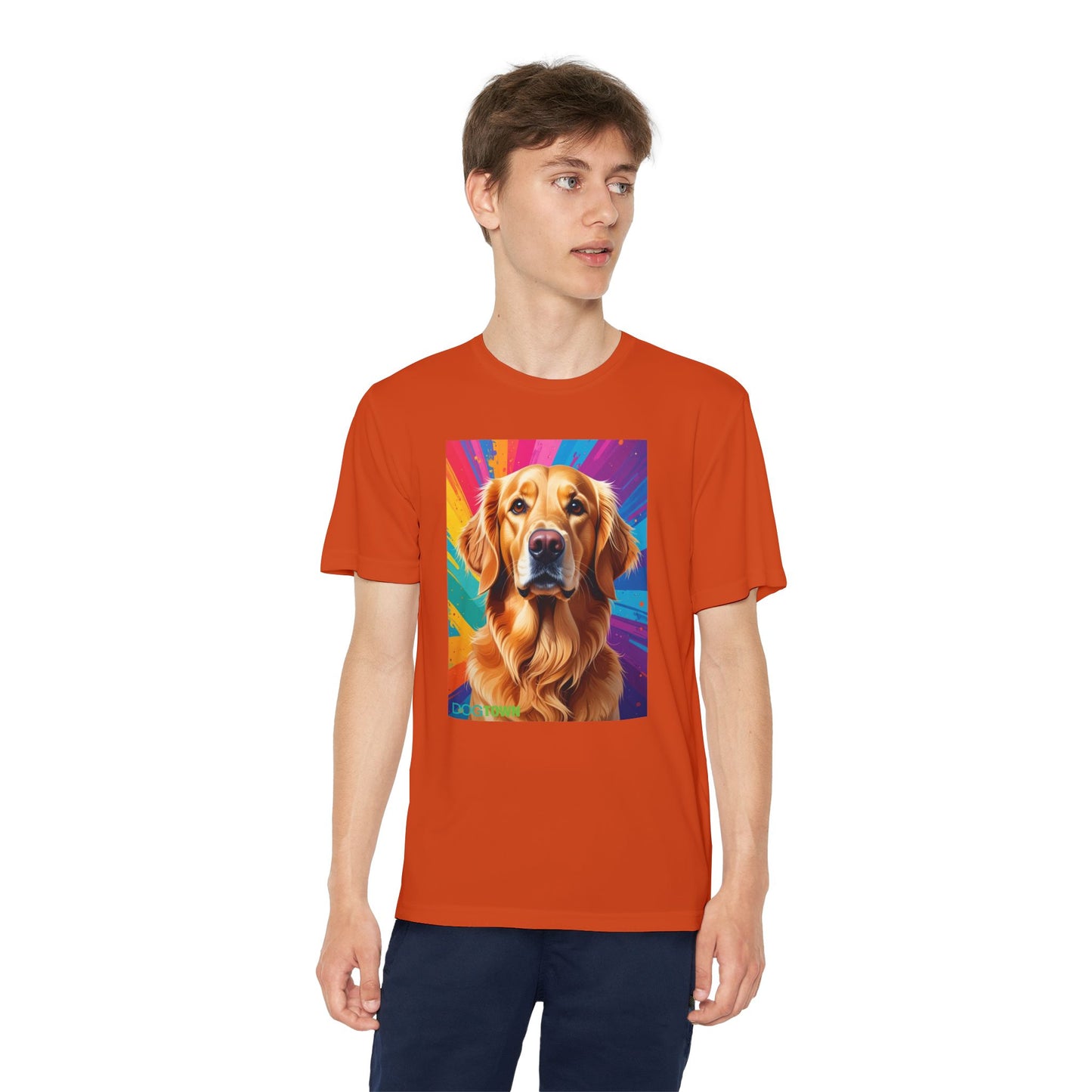 Pup Art Canvas - Kid's Sport Short Sleeve Tee (Golden Retriever)