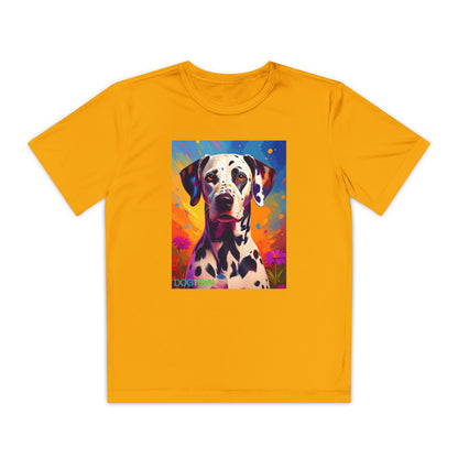 Pup Art Canvas - Kid's Sport Short Sleeve Tee (Dalmatian)