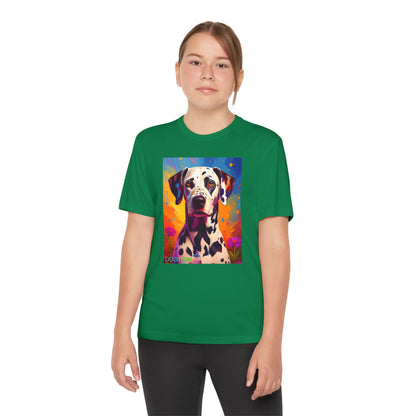 Pup Art Canvas - Kid's Sport Short Sleeve Tee (Dalmatian)