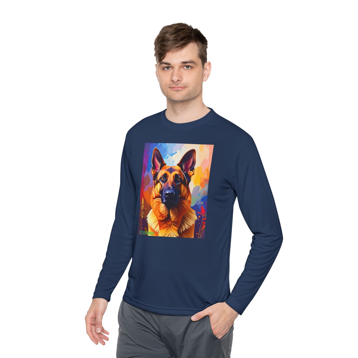 Pup Art Canvas Sport Long Sleeve Tee (German Shepherd)