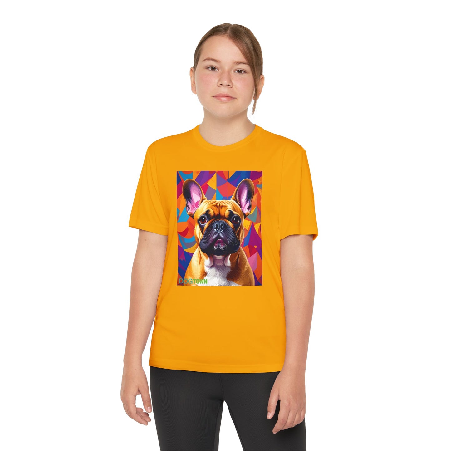 Pup Art Canvas - Kid's Sport Short Sleeve Tee (French Bulldog)