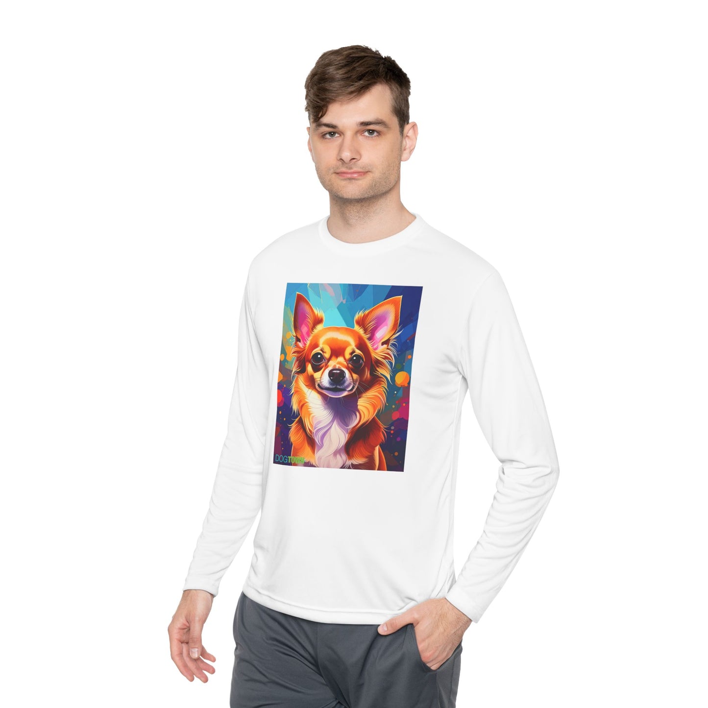 Pup Art Canvas Sport Long Sleeve Tee (Chihuahua)