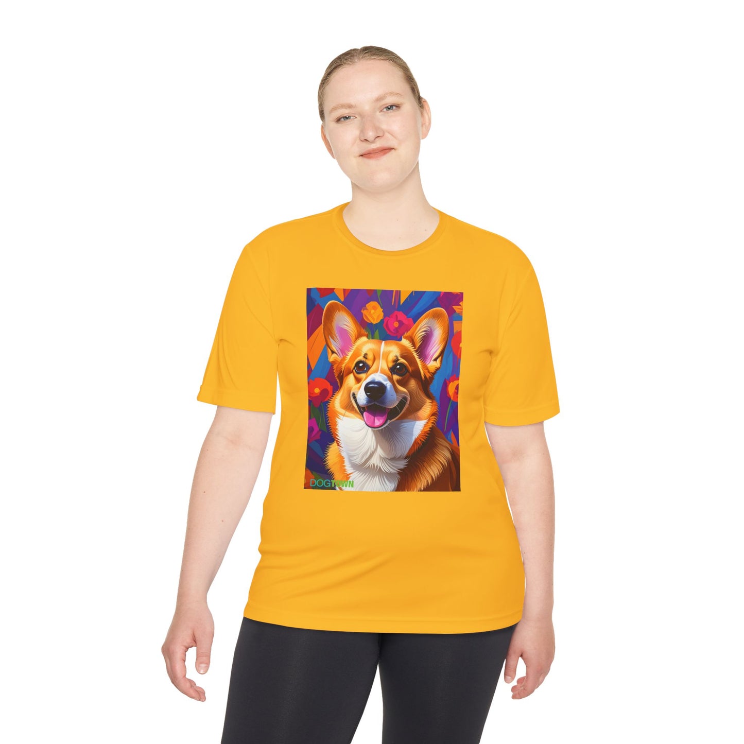 Pup Art Canvas Unisex Moisture Wicking Tee (Corgi)