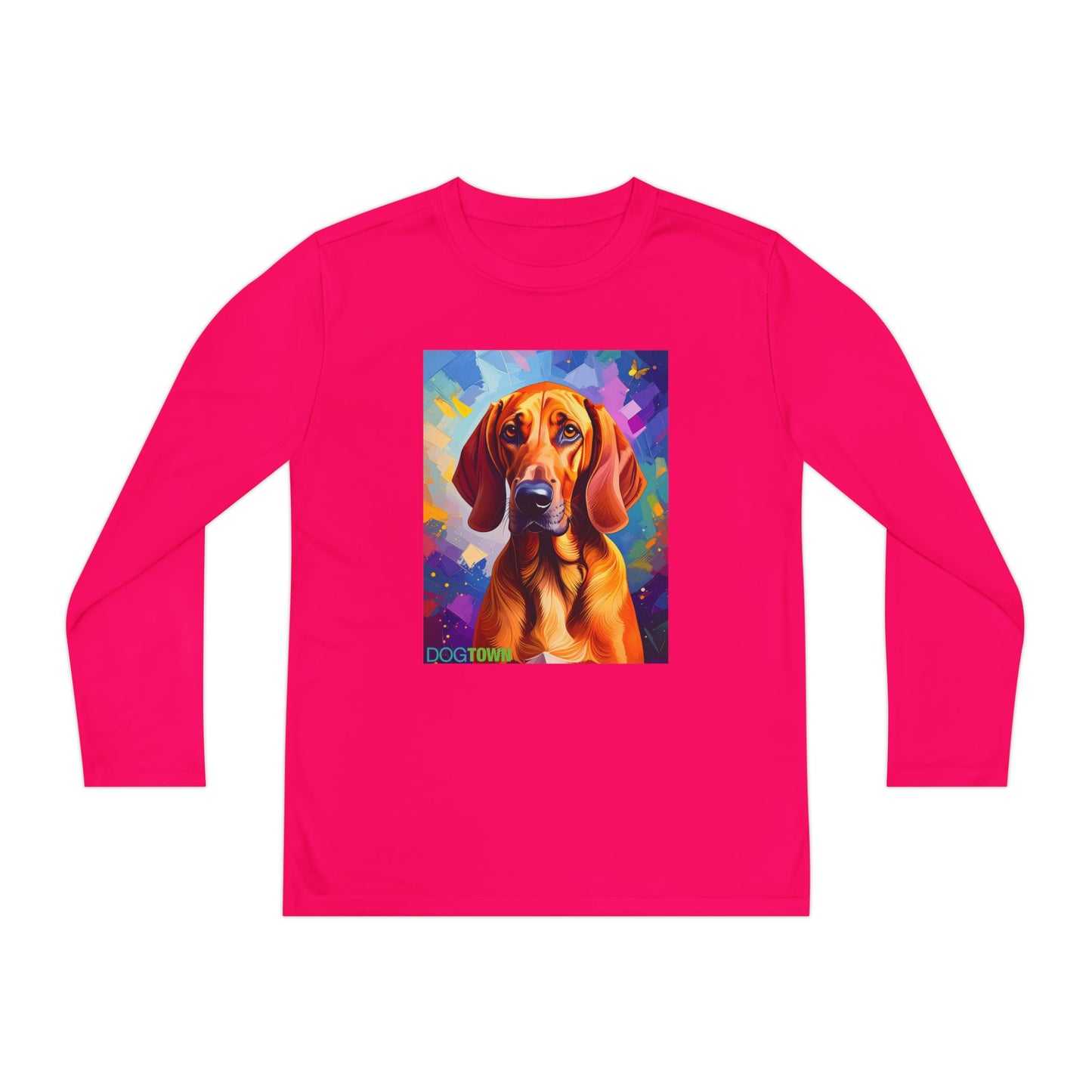 Pup Art Canvas - Kid's Sport Long Sleeve Tee (Redbone Coonhound)