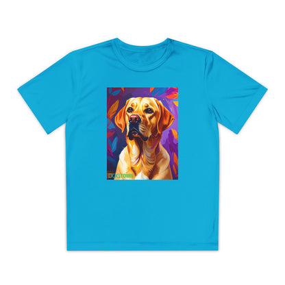 Pup Art Canvas - Kid's Sport Short Sleeve Tee (Yellow Lab)