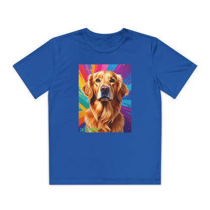 Pup Art Canvas - Kid's Sport Short Sleeve Tee (Golden Retriever)