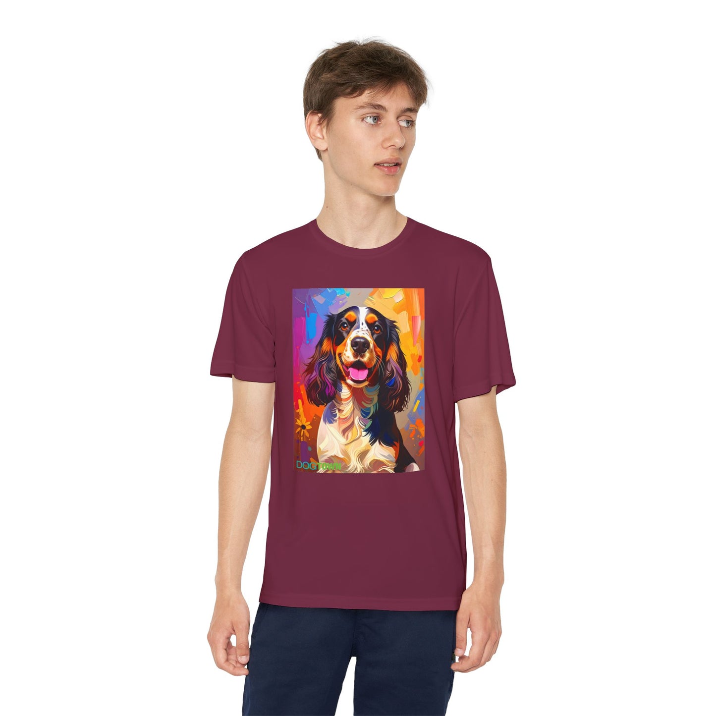 Pup Art Canvas - Kid's Sport Short Sleeve Tee (English Springer Spaniel)