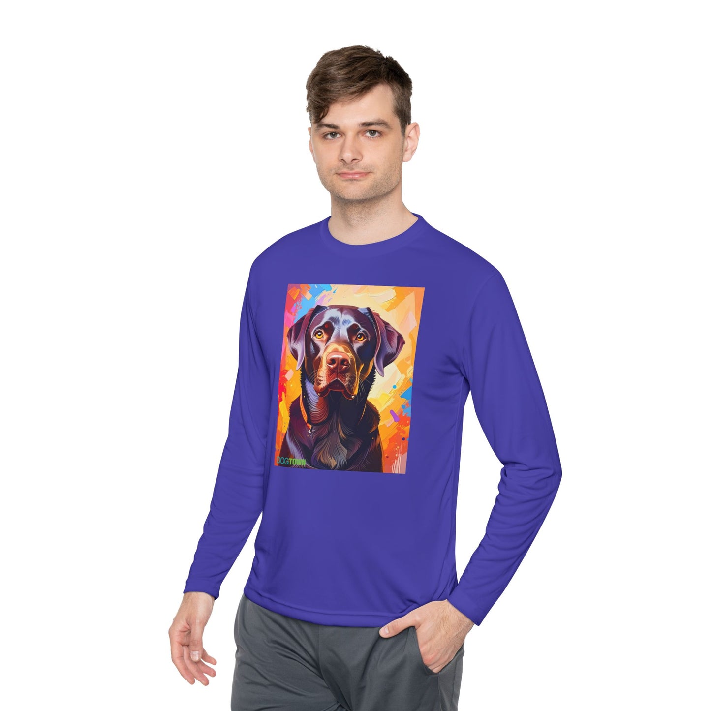 Pup Art Canvas Sport Long Sleeve Tee (Chocolate Lab)