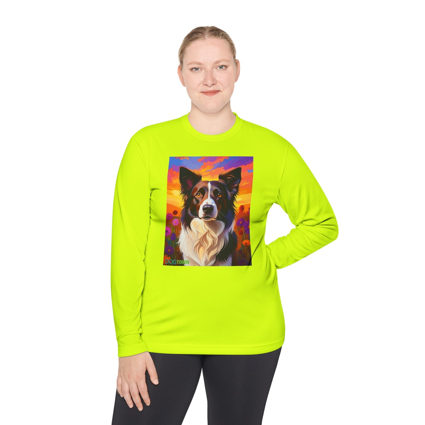 Pup Art Canvas Sport Long Sleeve Tee (Border Collie)