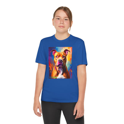 Pup Art Canvas - Kid's Sport Short Sleeve Tee (Pit Bull)