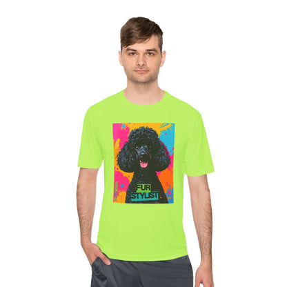 Dogtown Fur Stylist Groomer Short Sleeve Shirt (Colorful with Black Poodle)