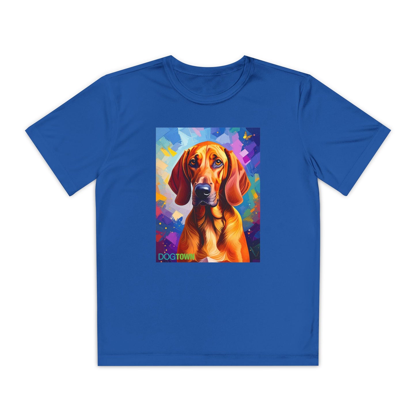 Pup Art Canvas - Kid's Sport Short Sleeve Tee (Redbone Coonhound)