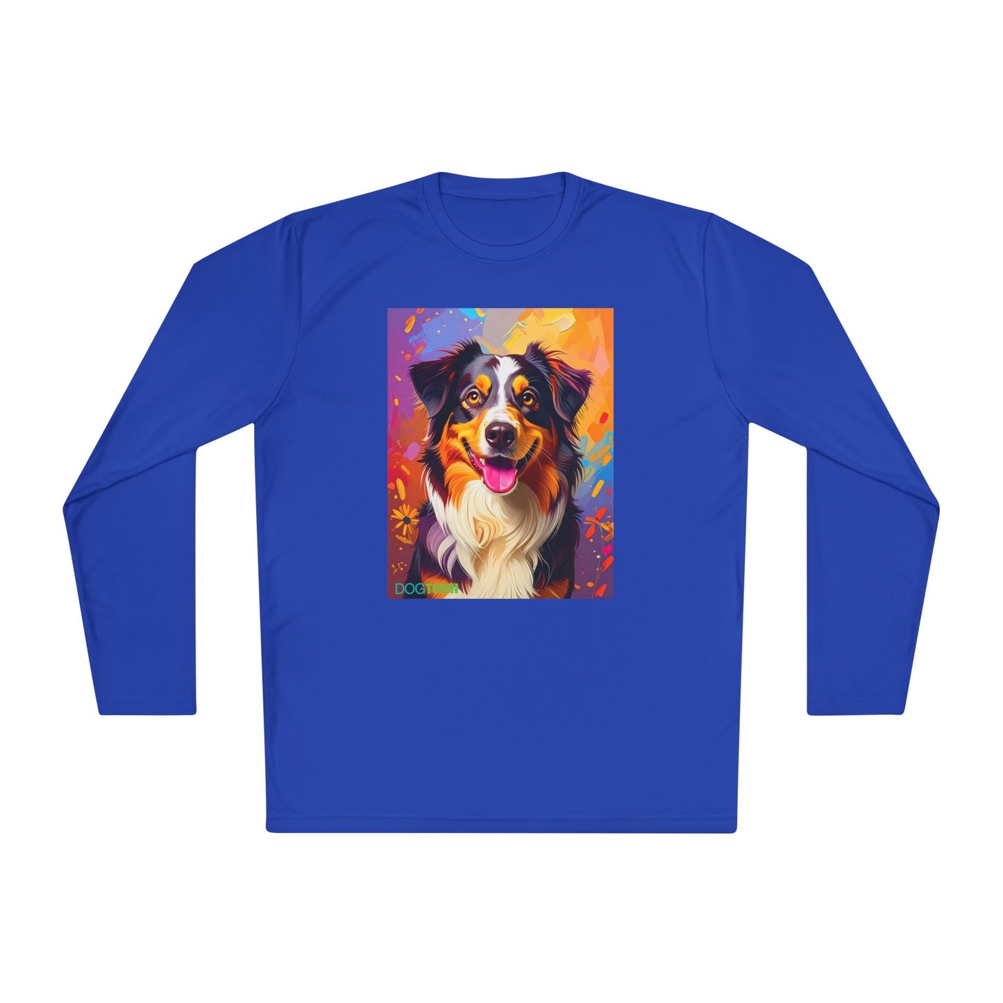 Pup Art Canvas Sport Long Sleeve Tee (Australian Shepherd)