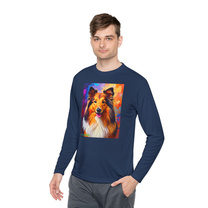 Pup Art Canvas Sport Long Sleeve Tee (Sheltie)