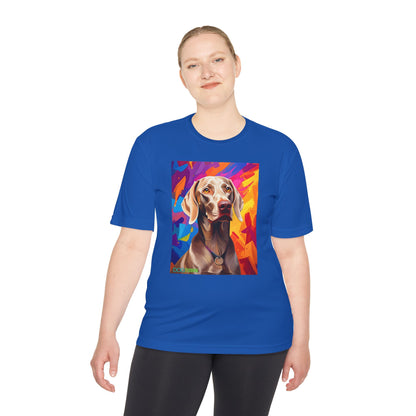 Pup Art Canvas Unisex Moisture Wicking Tee (Weimaraner)