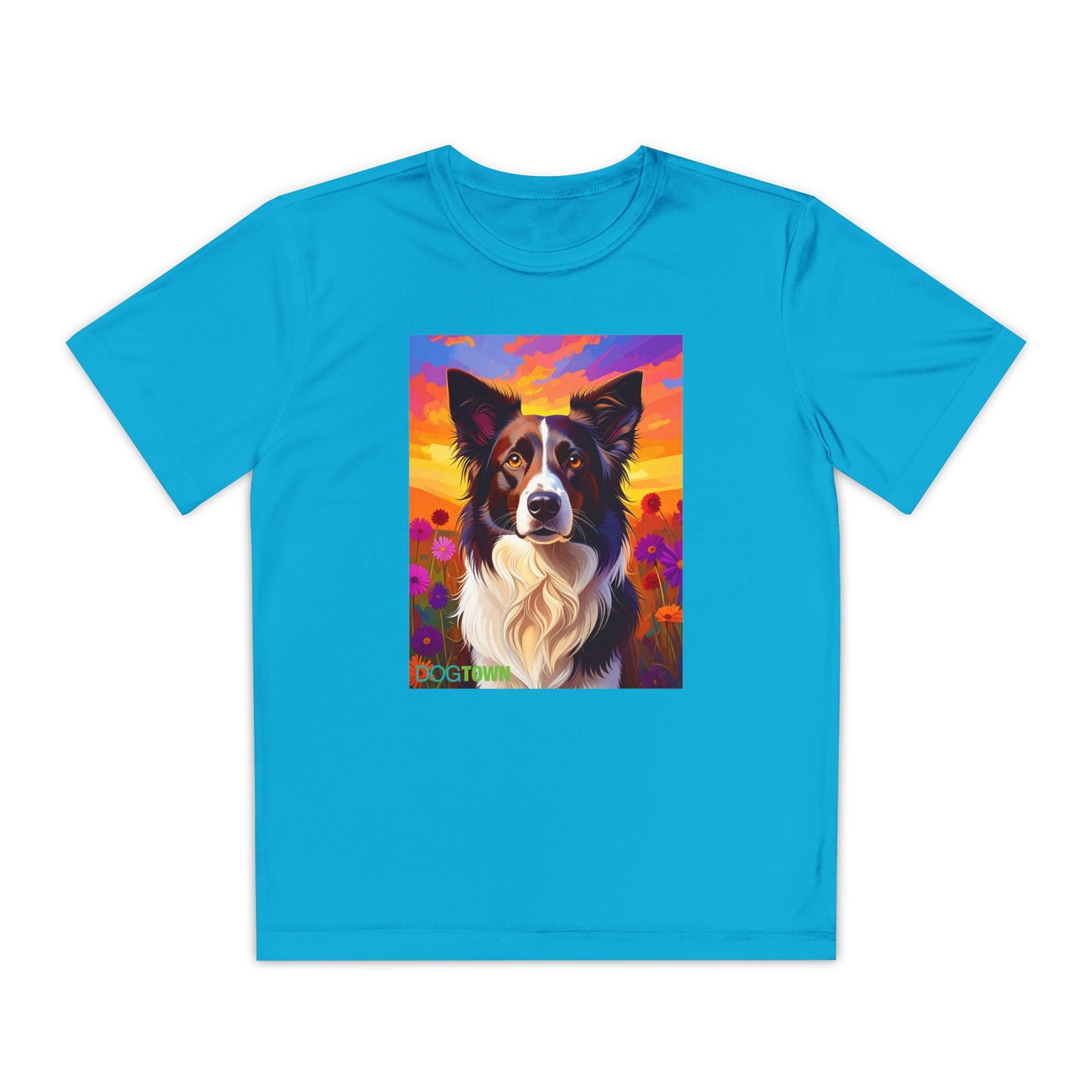 Pup Art Canvas - Kid's Sport Short Sleeve Tee (Border Collie)