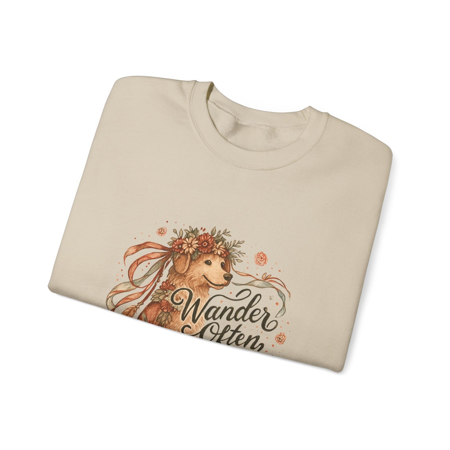 Dogtown Boho Revival Unisex Heavy Blend™ Crewneck Sweatshirt (Golden Retriever)