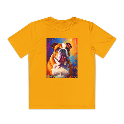 Pup Art Canvas - Kid's Sport Short Sleeve Tee (English Bulldog)