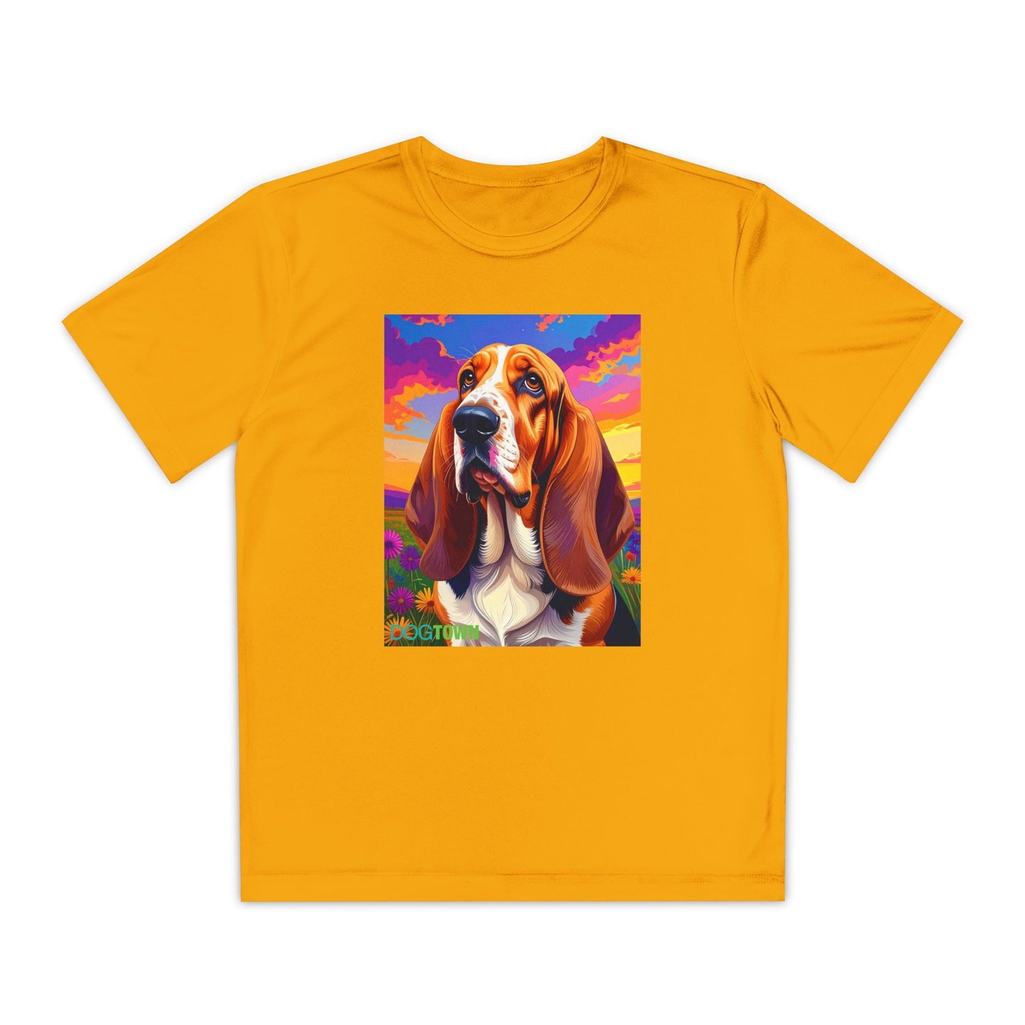 Pup Art Canvas - Kid's Sport Short Sleeve Tee (Basset Hound)
