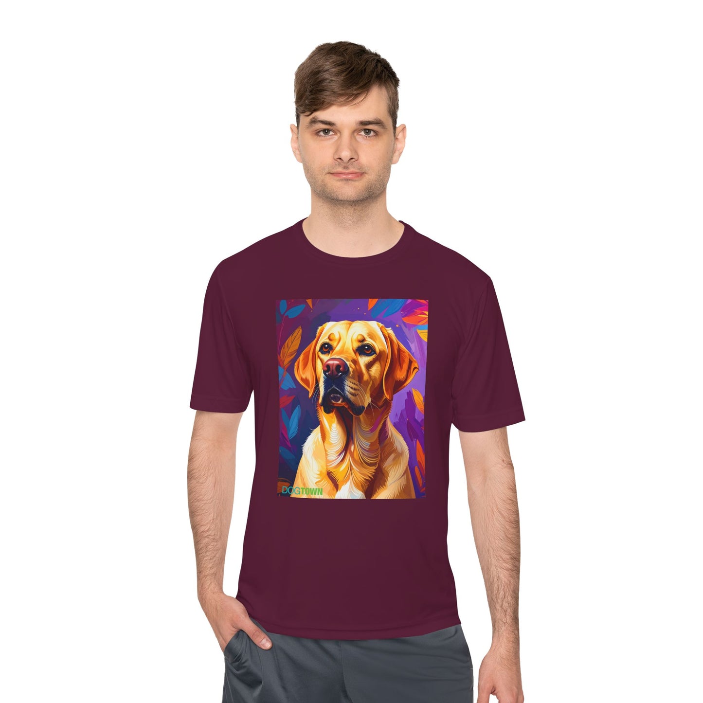 Pup Art Canvas Unisex Moisture Wicking Tee (Yellow Lab)