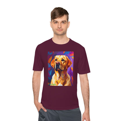Pup Art Canvas Unisex Moisture Wicking Tee (Yellow Lab)