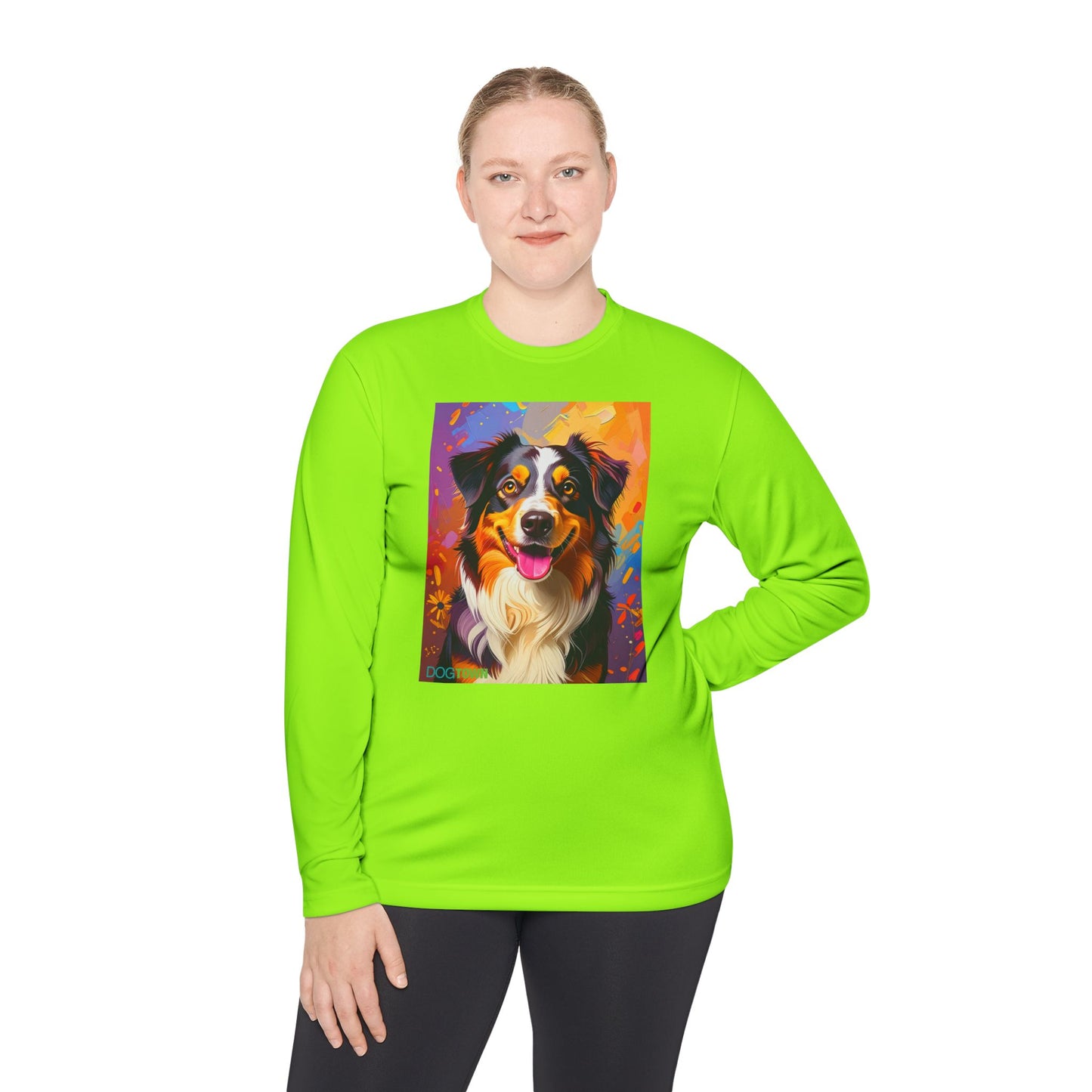 Pup Art Canvas Sport Long Sleeve Tee (Australian Shepherd)