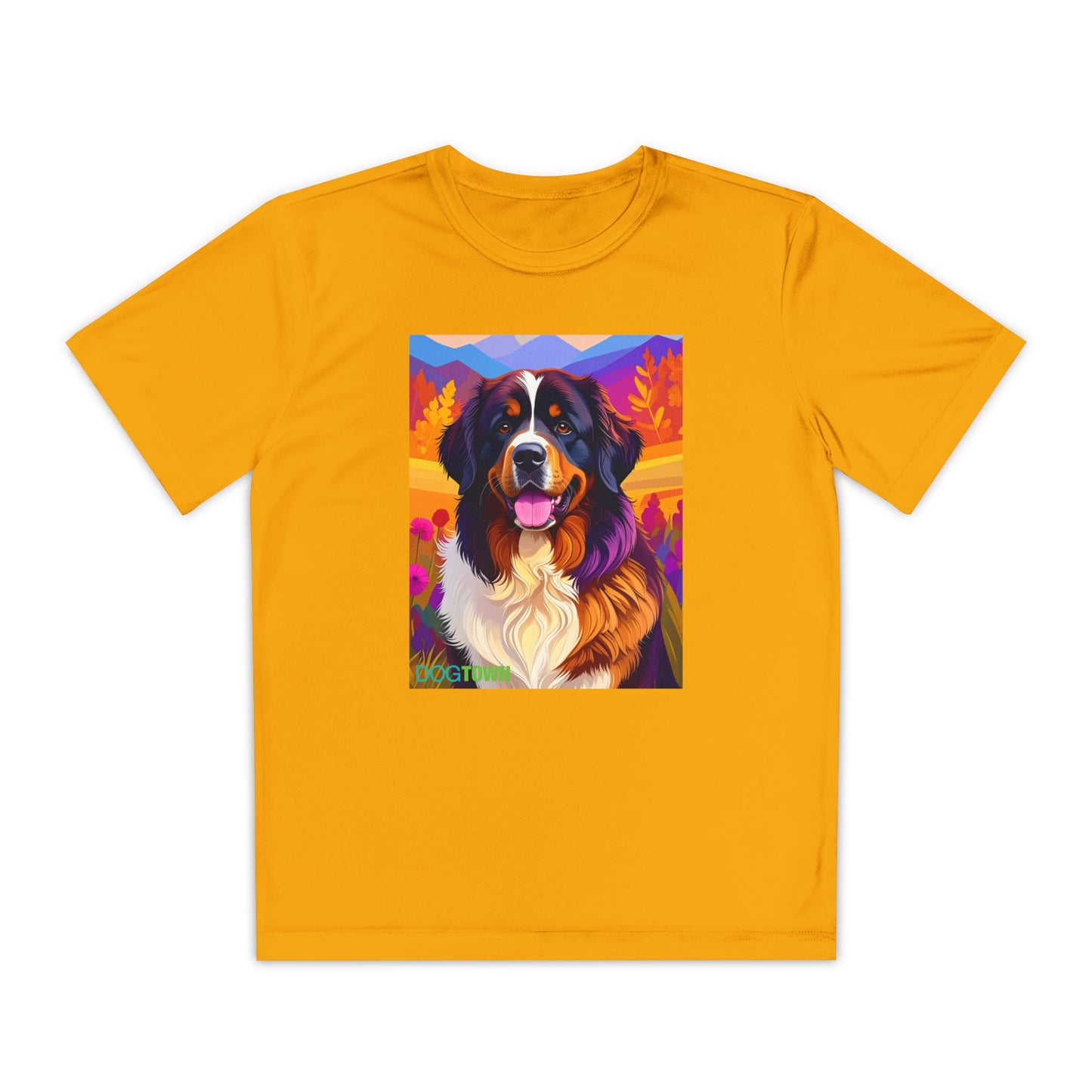 Pup Art Canvas - Kid's Sport Short Sleeve Tee (Bernese Mountain Dog)