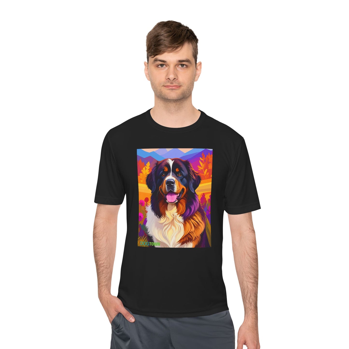 Pup Art Canvas Unisex Moisture Wicking Tee (Bernese Mountain Dog)