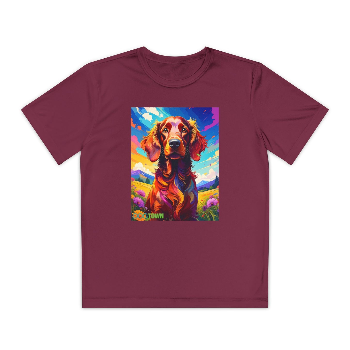 Pup Art Canvas - Kid's Sport Short Sleeve Tee (Irish Setter)