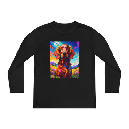 Pup Art Canvas - Kid's Sport Long Sleeve Tee (Irish Setter)