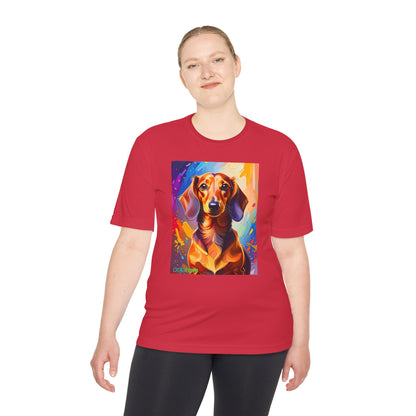 Pup Art Canvas Unisex Moisture Wicking Tee (Dachshund)