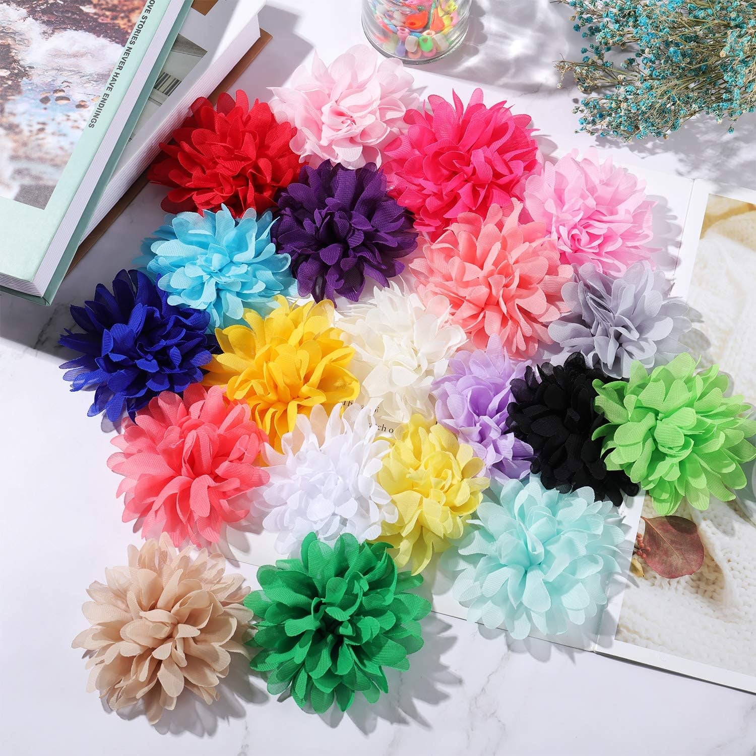 Dog Collar Flowers - 20 Pcs 4 Inch 