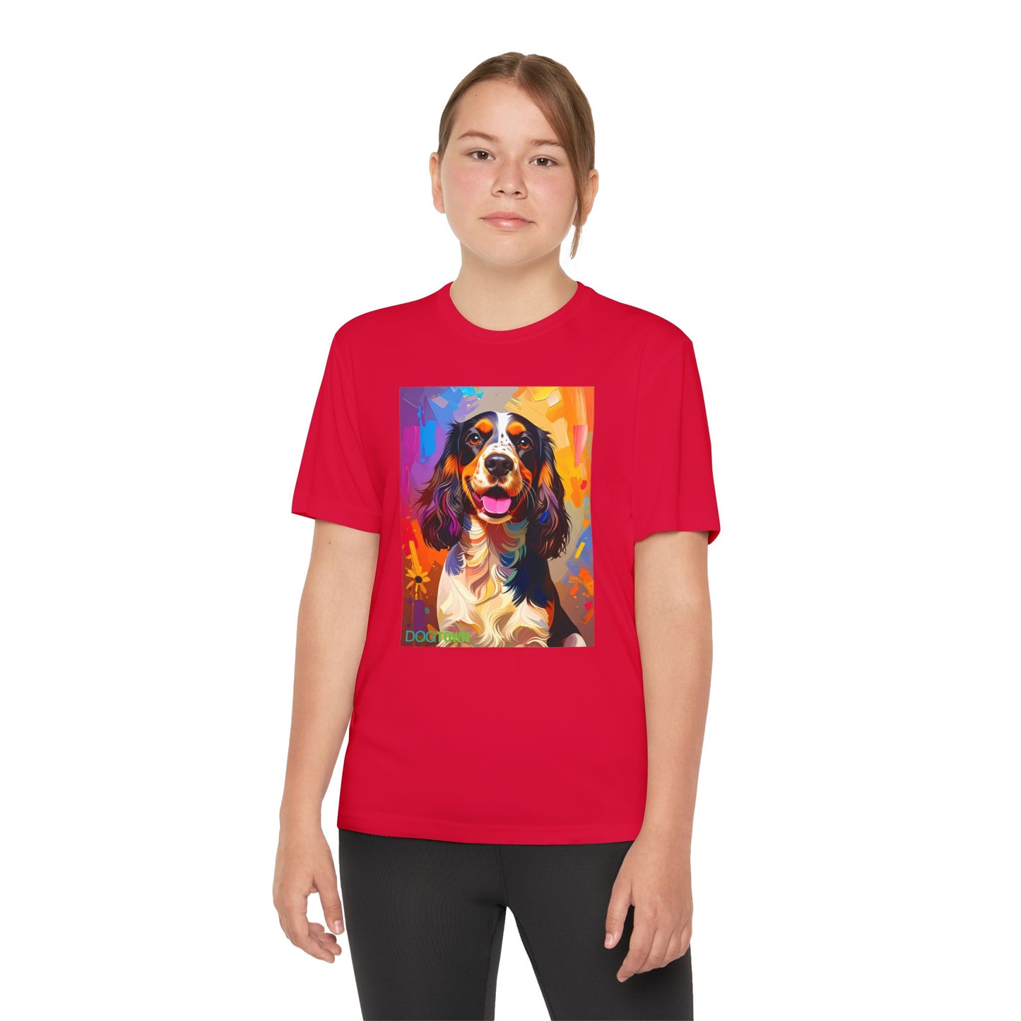 Pup Art Canvas - Kid's Sport Short Sleeve Tee (English Springer Spaniel)