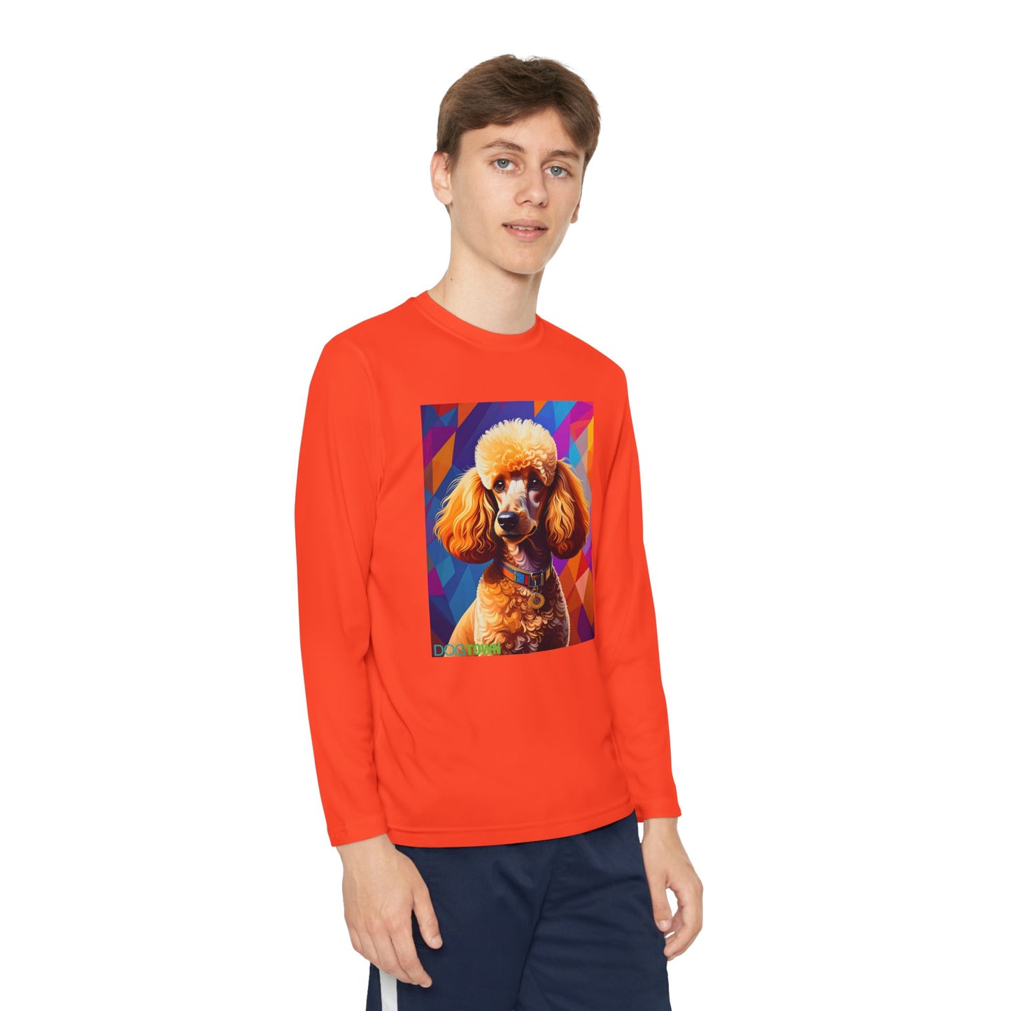 Pup Art Canvas - Kid's Sport Long Sleeve Tee (Toy Poodle)
