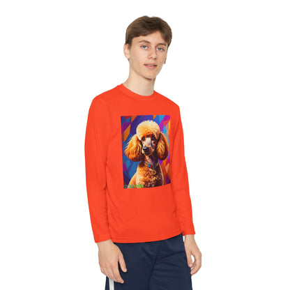 Pup Art Canvas - Kid's Sport Long Sleeve Tee (Toy Poodle)