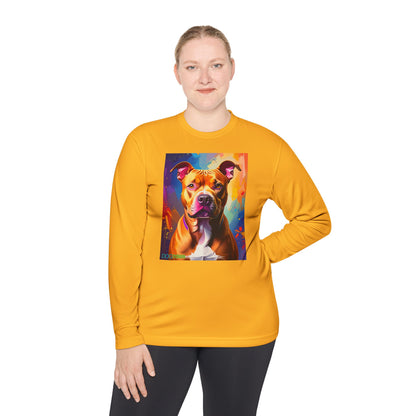 Pup Art Canvas Sport Long Sleeve Tee (Pit Bull)