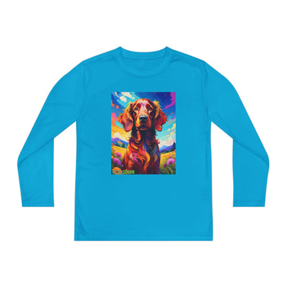 Pup Art Canvas - Kid's Sport Long Sleeve Tee (Irish Setter)