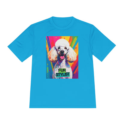 Dogtown Fur Stylist Groomer Short Sleeve Shirt (Colorful with White Poodle)