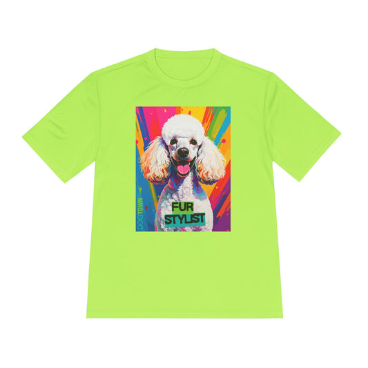 Dogtown Fur Stylist Groomer Short Sleeve Shirt (Colorful with White Poodle)