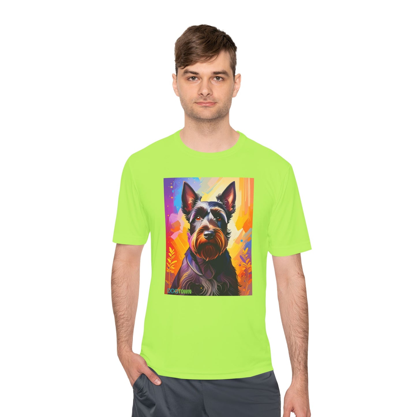 Pup Art Canvas Unisex Moisture Wicking Tee (Scottish Terrier)